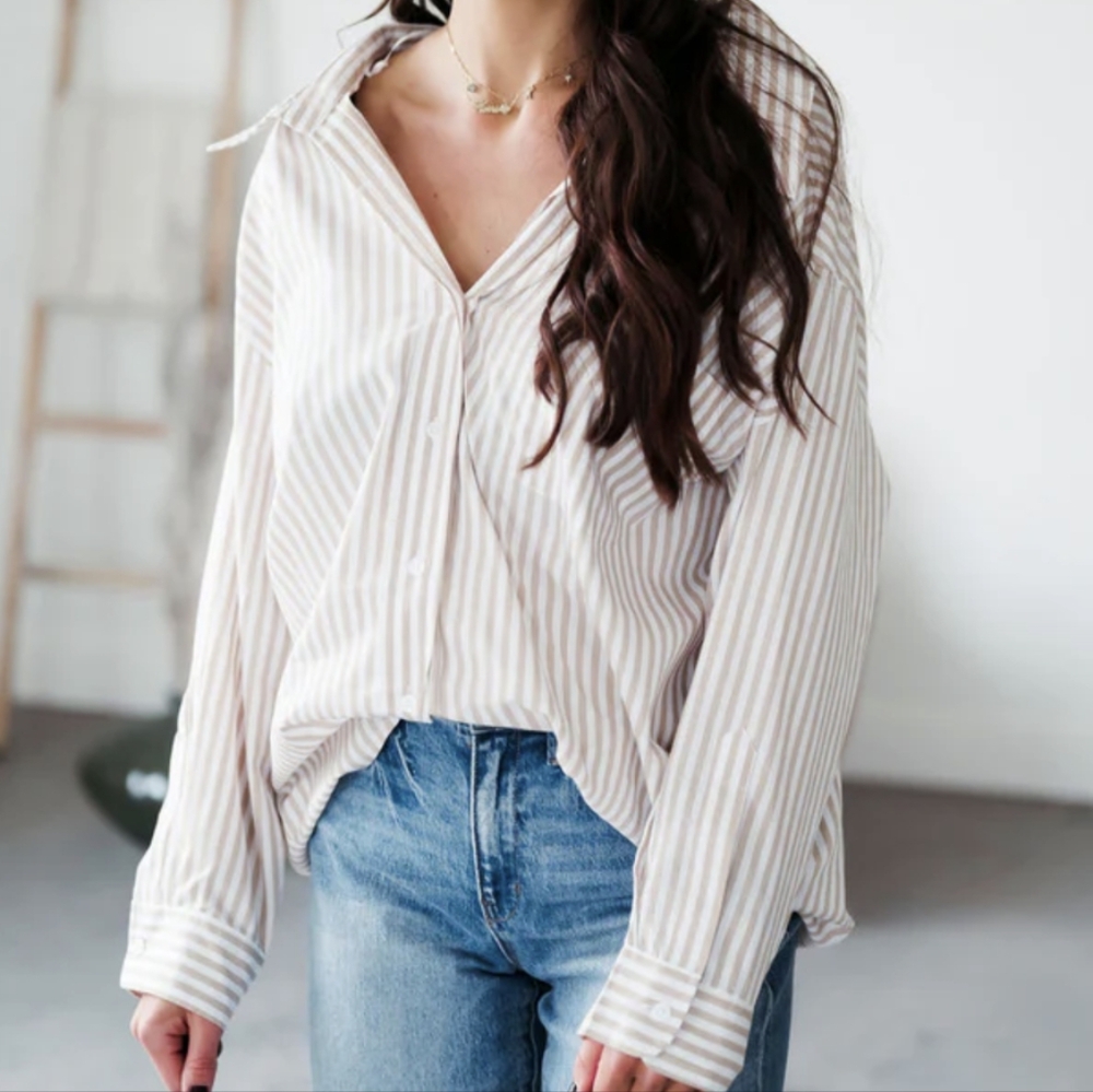 Papermoon Nash Striped Button-Up Top / Medium